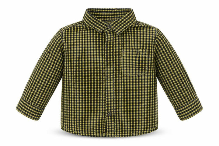Mango Boys Yellow Check Cotton Basic Button-Up Size 0-3 Months Collared Button