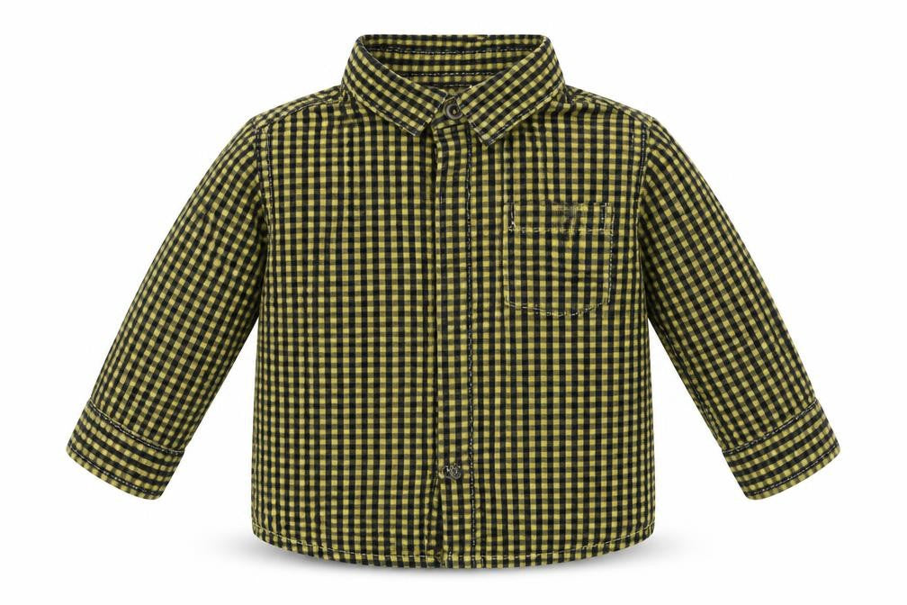 Mango Boys Yellow Check Cotton Basic Button-Up Size 0-3 Months Collared Button