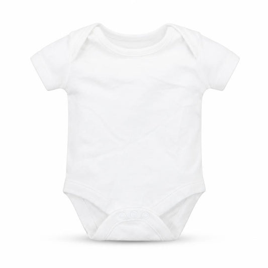 Front view of F&F Baby White Cotton Babygrow One-Piece Size Newborn