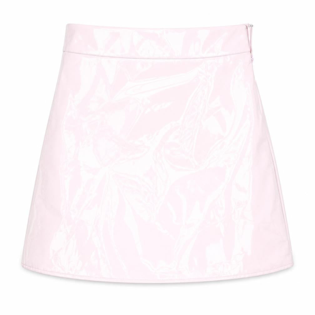 Front view of egrels women’s pink polyester a-line skirt, size S