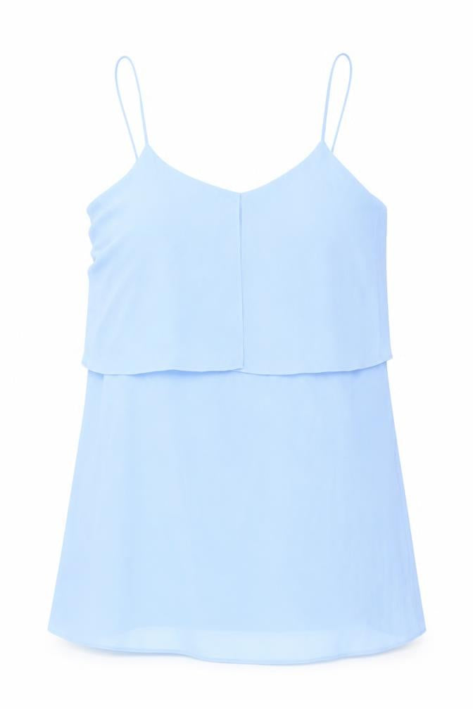 Mango Womens Blue Polyester Camisole Blouse Size S V-Neck