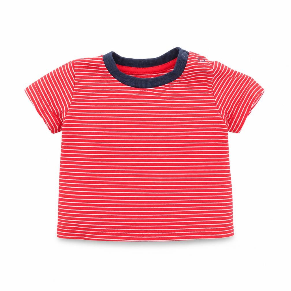 Earlydays Baby Red Striped Cotton Basic T-Shirt Size 3-6 Months Round Neck