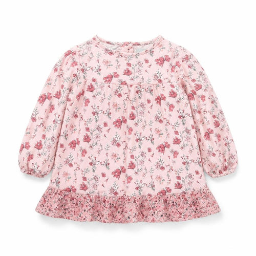 Primark Girls Pink Floral Viscose Shift  Size 12-18 Months  Round Neck