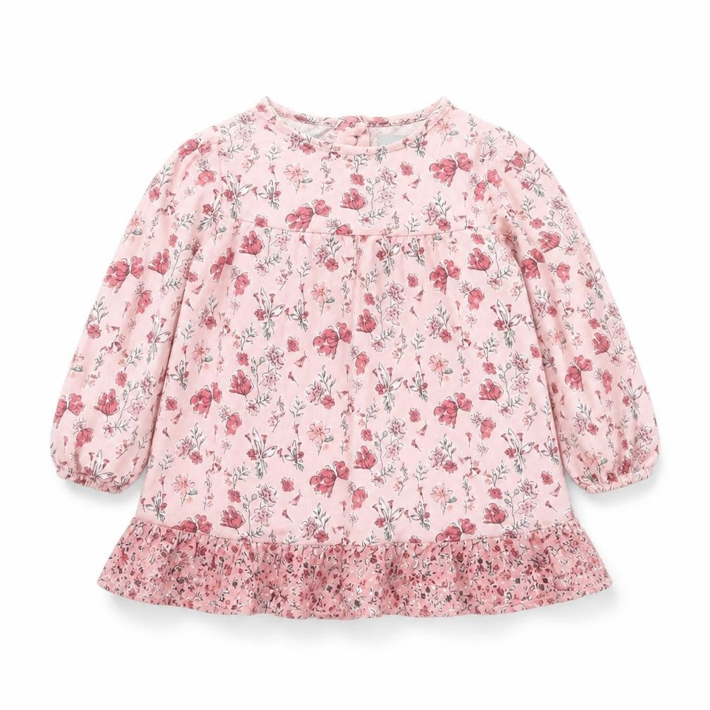 Primark Girls Pink Floral Viscose Shift  Size 12-18 Months  Round Neck