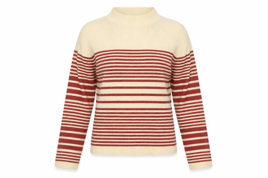 Front view of SHEIN women’s multicoloured mock neck striped nylon jumper, size M