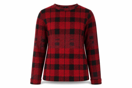 Front view of Next women’s multicoloured round neck check polyester jumper, size UK 8
