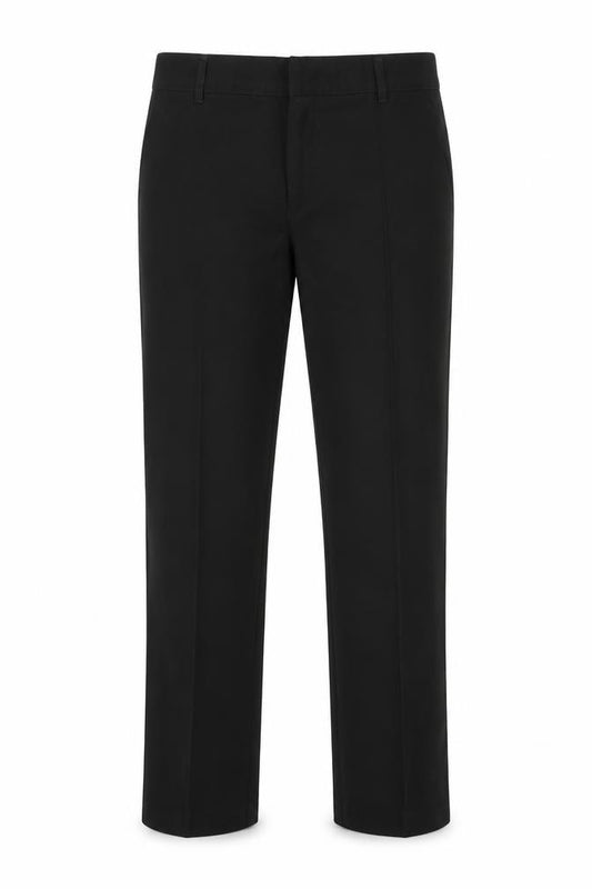 Front view of Marks & Spencer boys’ black polyester dress pants trousers, size 11-12, years regular zip - back elastication