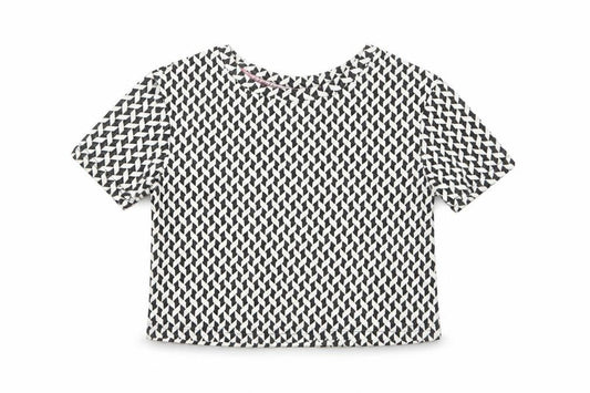 Front view of Matalan girls’ multicoloured geometric polyester basic polo, size 5, years round neck