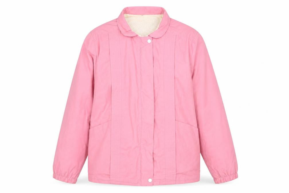 Front view of Preworn women’s pink rain coat coat, size UK 12