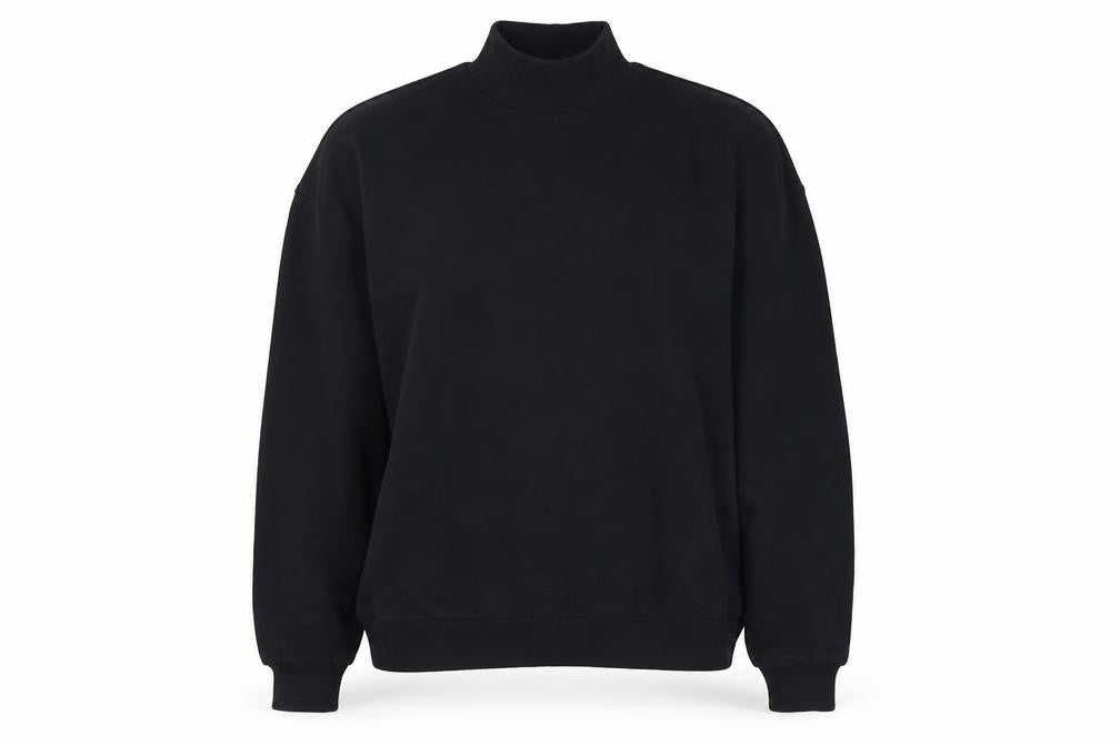 Front view of ASOS women’s black round neck cotton jumper, size XS