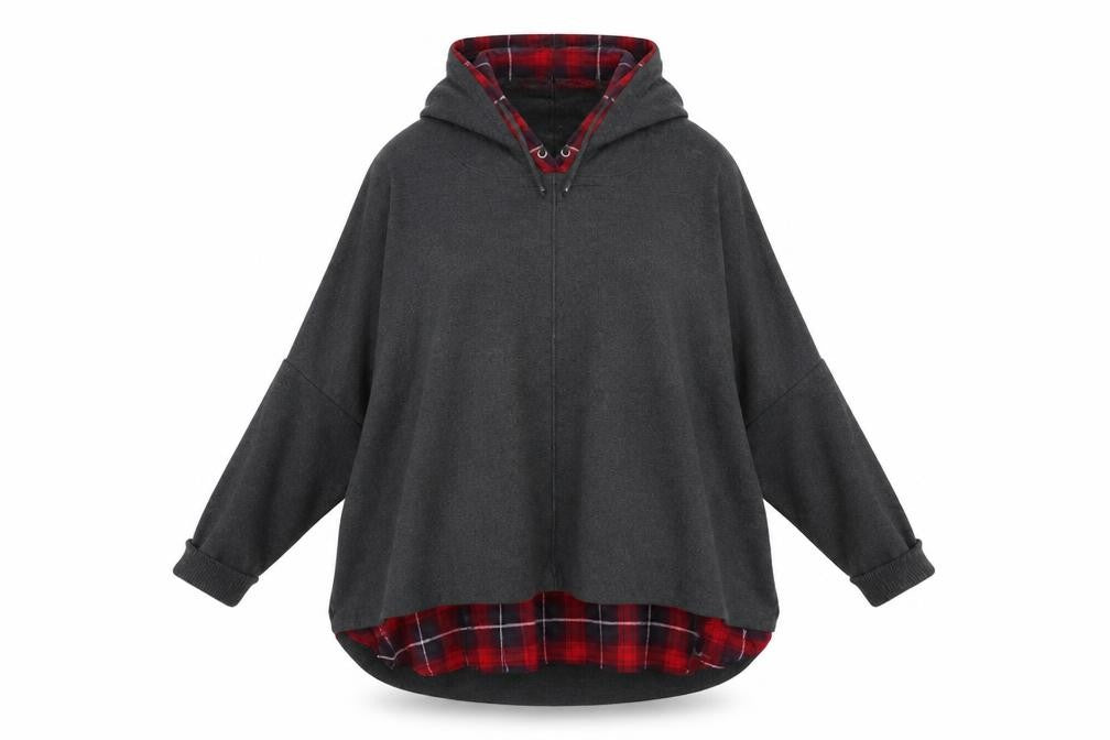 Front view of Next women’s grey cotton pullover hoodie, size UK 10