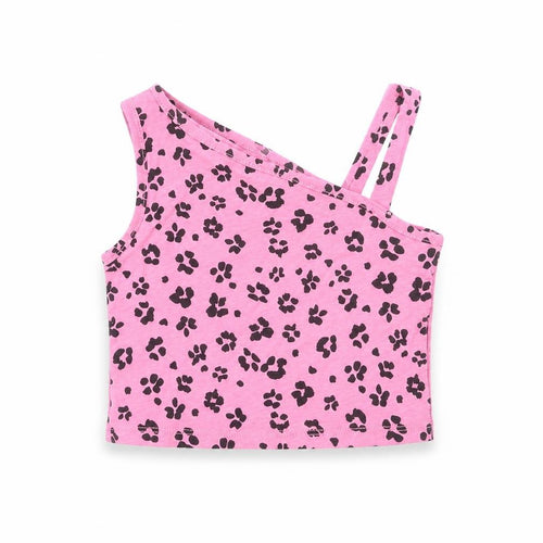 Matalan Girls Pink Animal Print Cotton Basic T-Shirt Size 4 Years One Shoulder