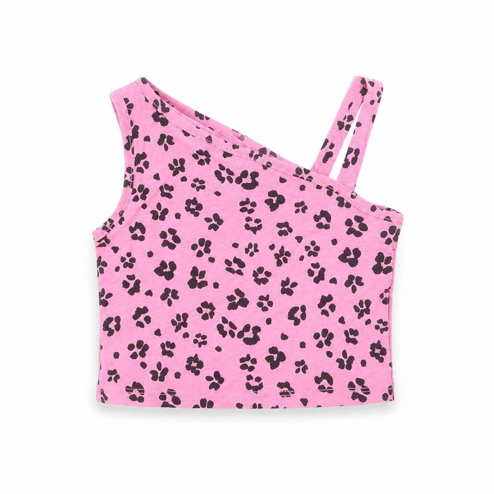 Matalan Girls Pink Animal Print Cotton Basic T-Shirt Size 4 Years One Shoulder
