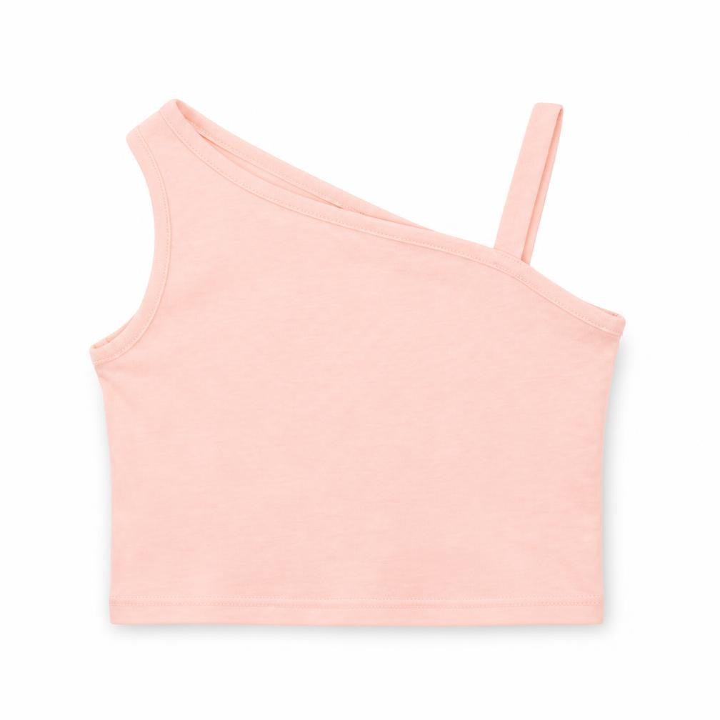 Front view of Matalan girls’ orange cotton basic t-shirt, size 4, years one shoulder