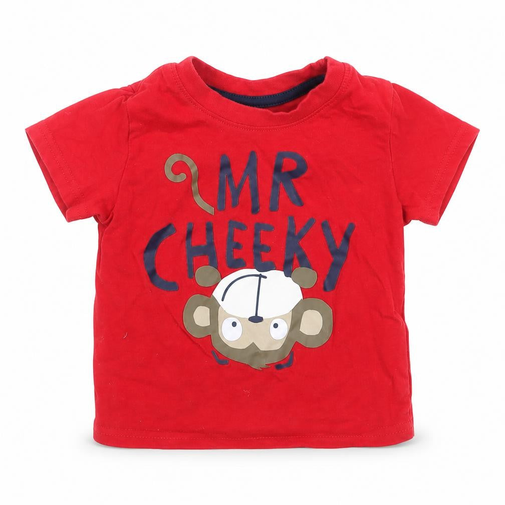 mini rebel Baby Red  Cotton Basic T-Shirt Size 9-12 Months Round Neck  - mr cheeky