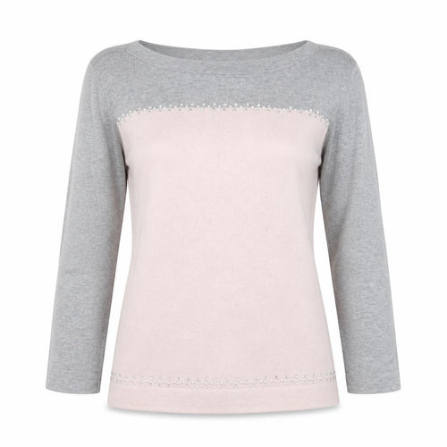 NEXT Womens Pink Boat Neck  Cotton Pullover Jumper Size 10   - Rhinestone detail