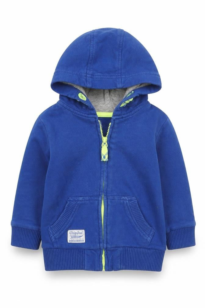 F&F Boys Blue  Cotton Full Zip Jumper Size 12-18 Months  Zip