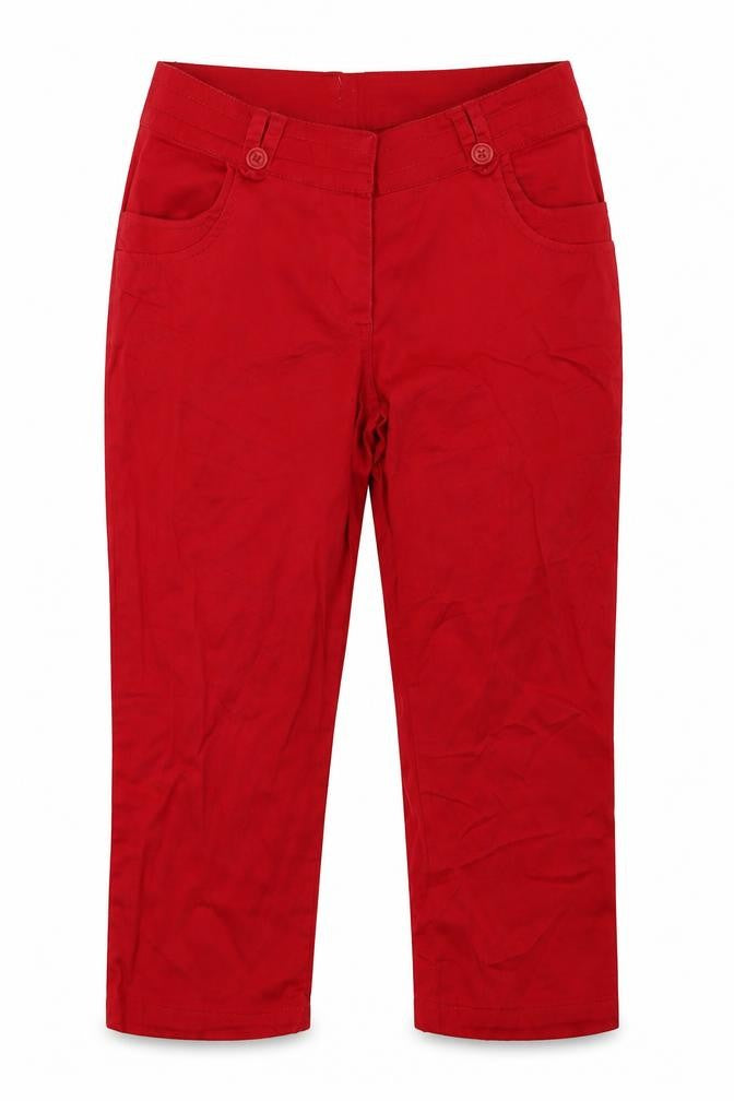 Encuentro Womens Red  Cotton Cropped Trousers Size 10  Regular Hook & Eye
