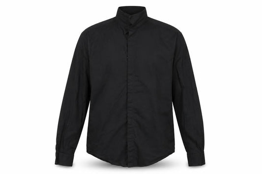 Front view of Antony Morato men’s black cotton button-up, size M, collared