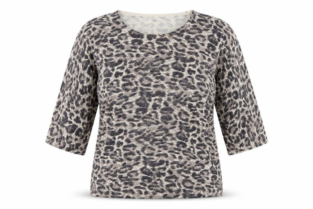 BM Womens Brown Round Neck Animal Print Viscose Pullover Jumper Size L