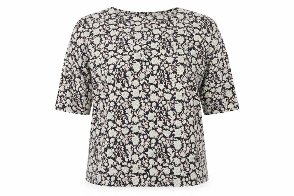 Front view of Marks & Spencer women’s multicoloured round neck floral polyester jumper, size UK 18