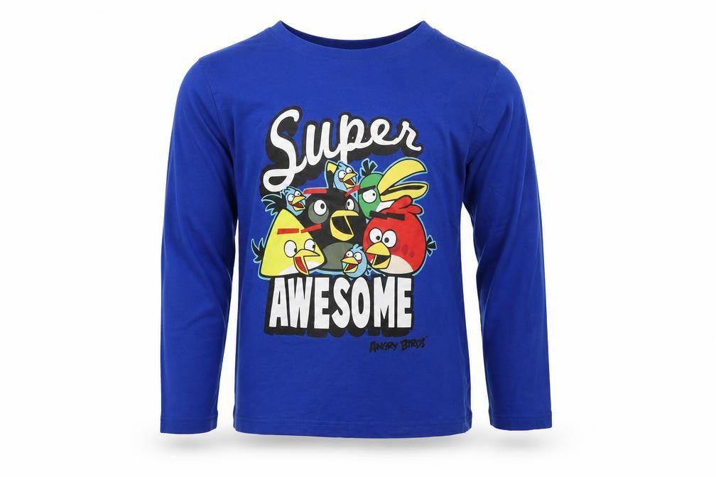 Fashion UK Girls Blue  Cotton Basic T-Shirt Size 11-12 Years Crew Neck  - Angry Birds
