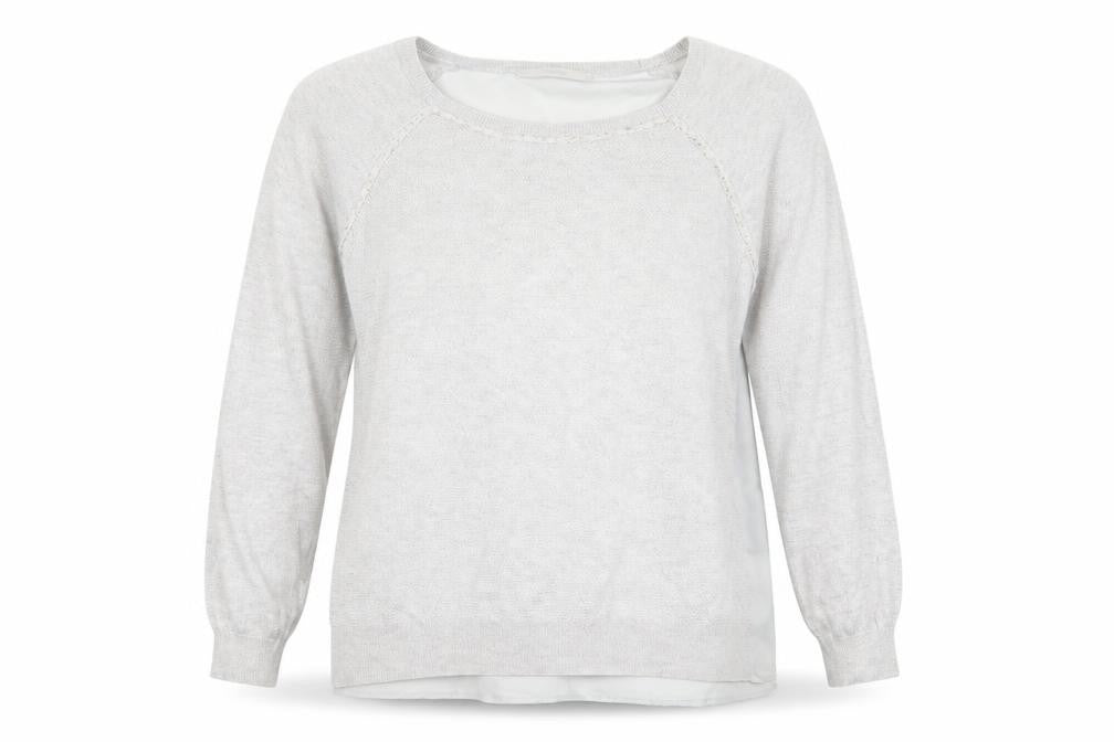 Front view of George women’s grey round neck polyester jumper, size UK 16
