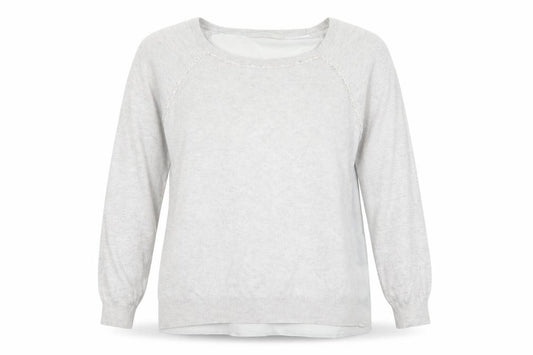Front view of George women’s grey round neck polyester jumper, size UK 16