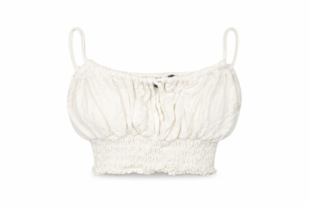 Front view of Nasty Gal women’s white polyester basic tank, size UK 6, round neck