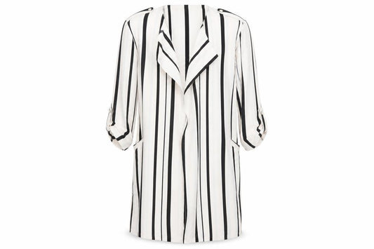 Front view of walis women’s multicoloured round neck striped polyester cardigan jumper, size UK 12