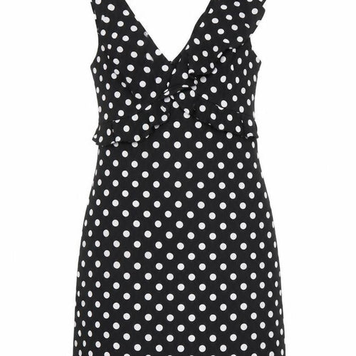 bcbgmazazrai Womens Multicoloured Polka Dot Polyester Fit & Flare  Size 4  Round Neck