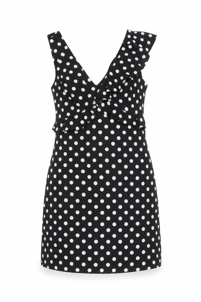 bcbgmazazrai Womens Multicoloured Polka Dot Polyester Fit & Flare  Size 4  Round Neck