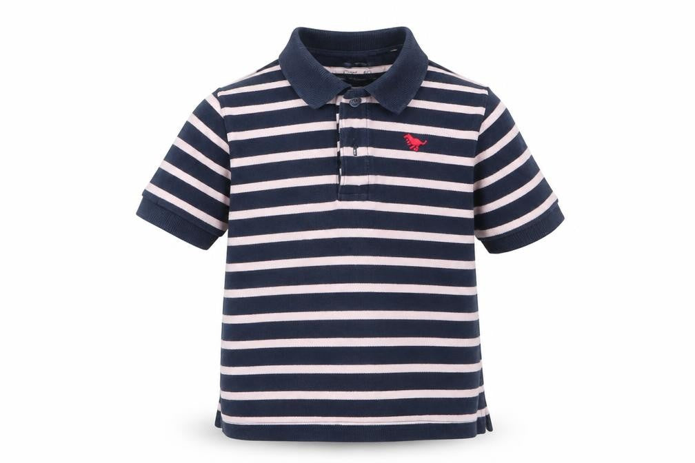 Front view of Next Baby Multicoloured Striped 100% Cotton Basic Polo, size 12-18, Months Collared