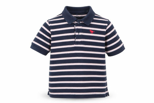 Front view of Next Baby Multicoloured Striped 100% Cotton Basic Polo, size 12-18, Months Collared