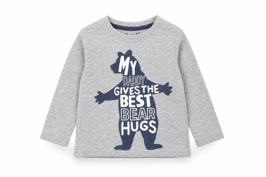 Front view of Rebel Baby Grey Cotton Basic T-Shirt, size 18-24, Months Roll Neck