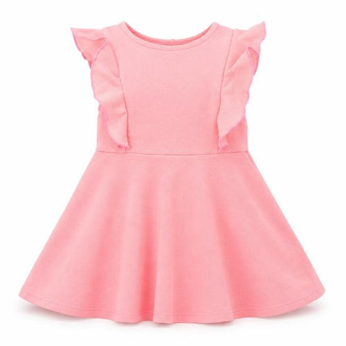 rimark Girls Orange  Polyester Fit & Flare  Size 5-6 Years  Round Neck