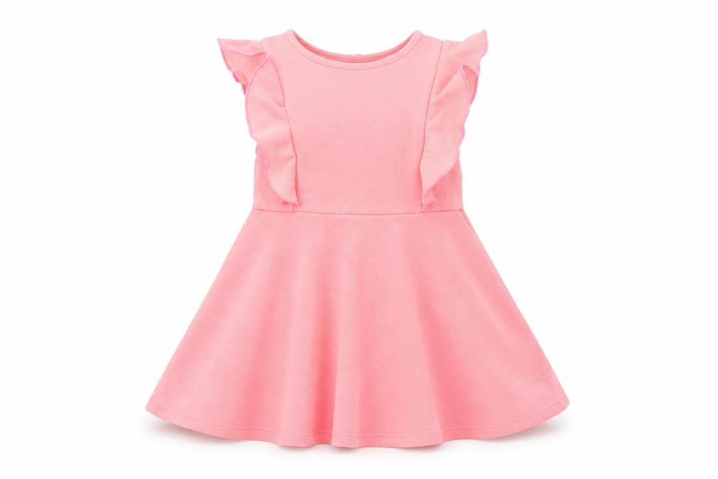 rimark Girls Orange  Polyester Fit & Flare  Size 5-6 Years  Round Neck