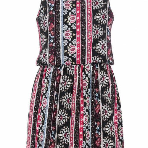 jcl Womens Multicoloured Geometric Viscose Fit & Flare  Size S  Round Neck