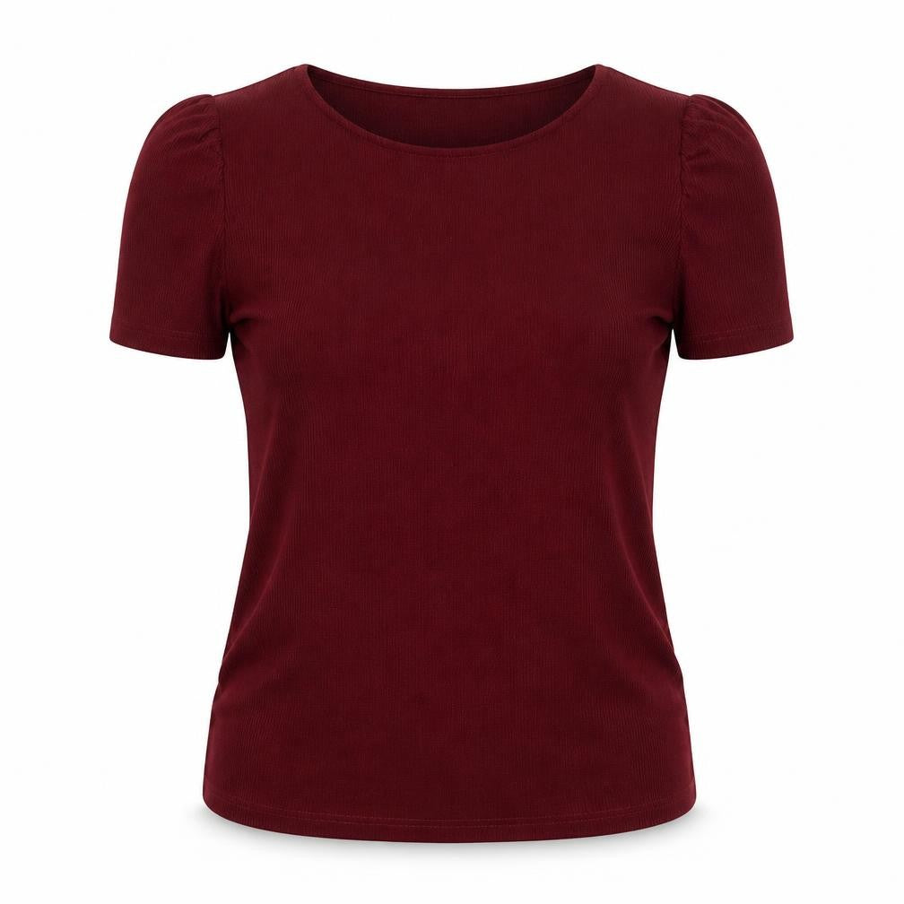 Front view of Mamalicious women’s red polyester basic blouse, size L, round neck