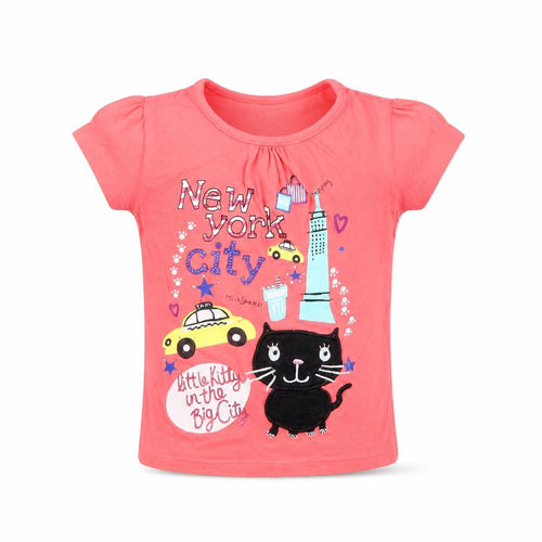 Girl 2 Girl Girls Pink  Cotton Basic Blouse Size 4 Years Round Neck  - New york