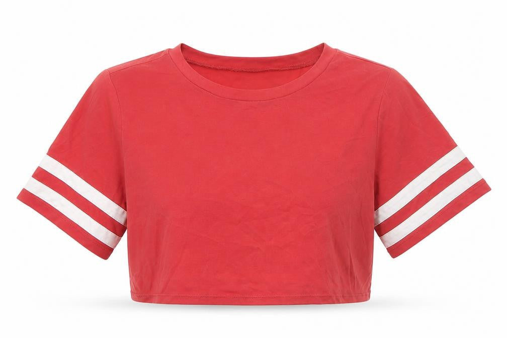 FOREVER 21 Womens Pink  Polyester Cropped T-Shirt Size S Round Neck