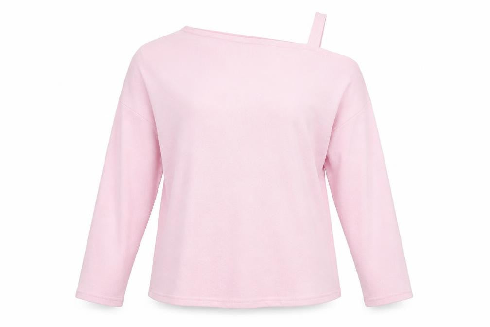 Front view of New Look women’s pink round neck polyester jumper, size M