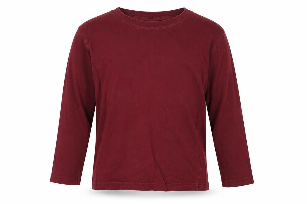 Front view of URBAN RASCALS boys’ red cotton basic t-shirt, size 5, years round neck