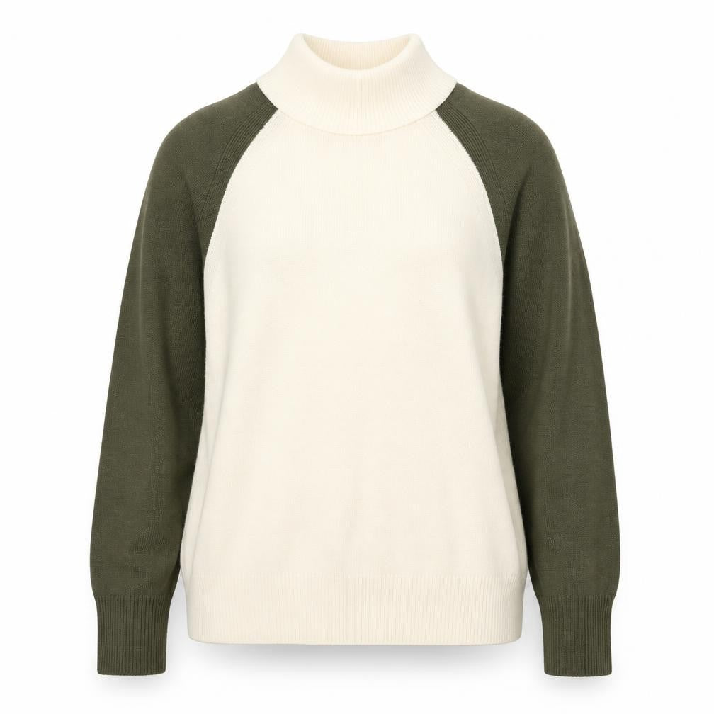 Front view of Marks & Spencer women’s beige round neck acrylic jumper, size L
