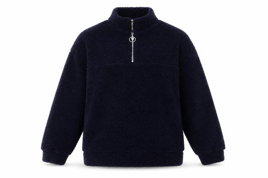 Front view of New Look women’s blue high neck polyester jumper, size UK 8