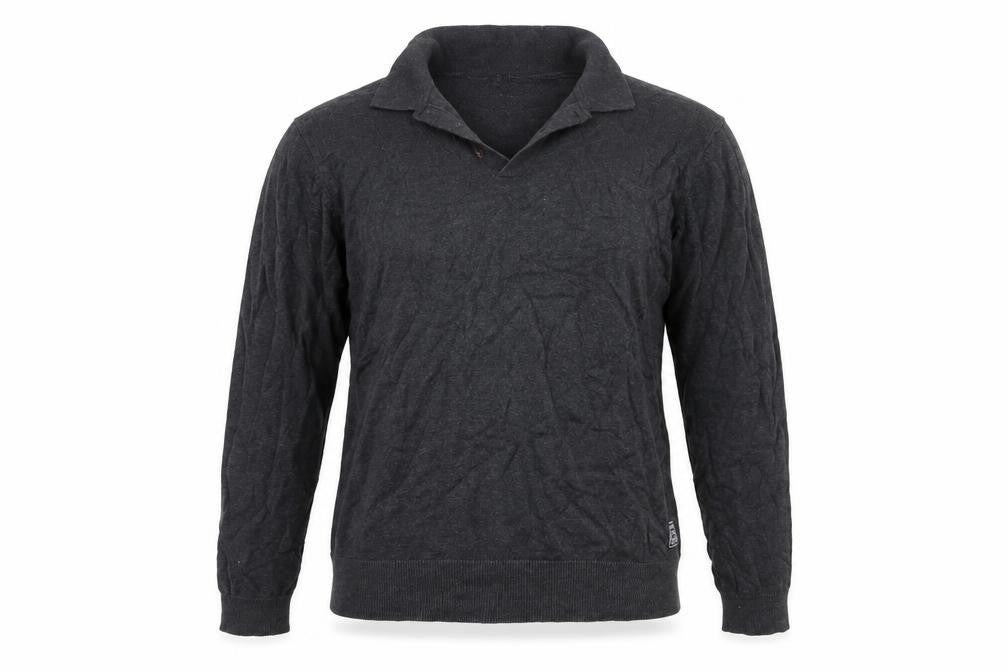 Front view of Kensington men’s grey collared cotton jumper, size 2XL