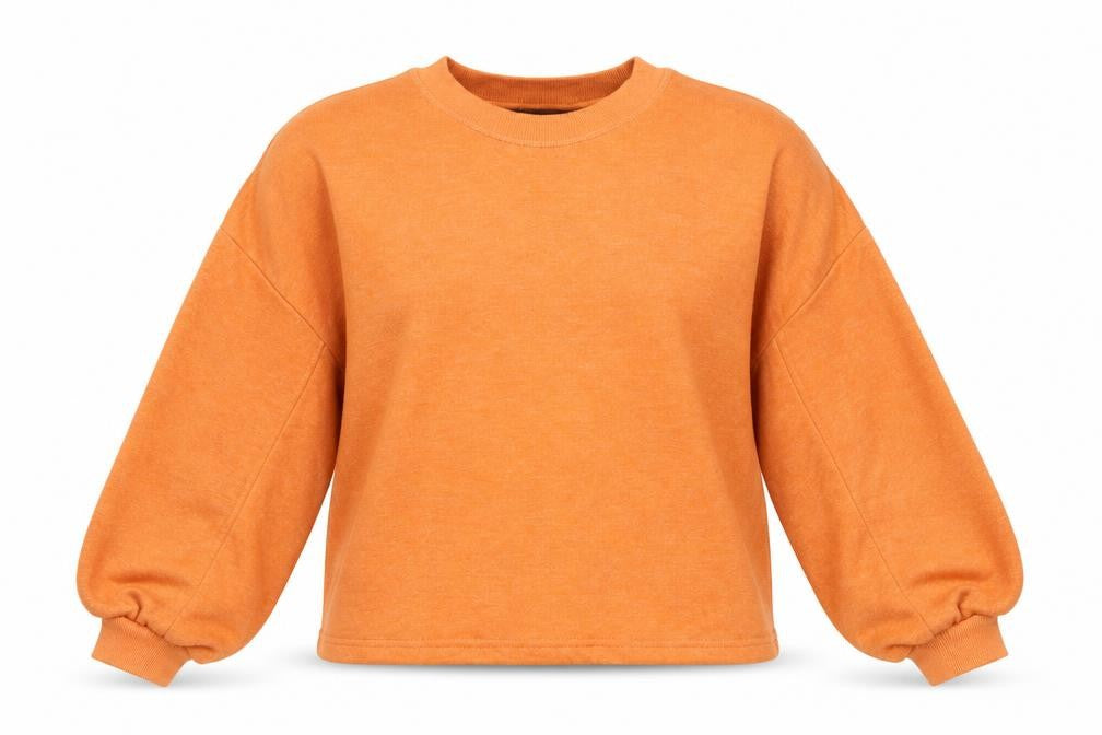 Front view of Primark women’s orange round neck cotton jumper, size M