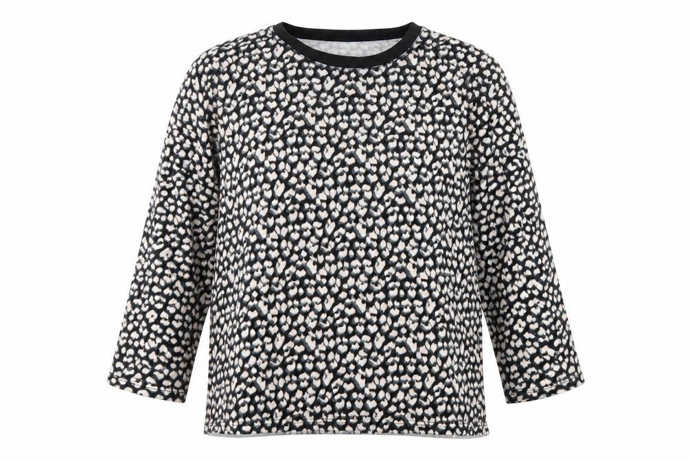 Front view of Peacocks women’s multicoloured animal print polyester basic blouse, size UK 14, round neck - loungewear