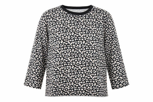 Front view of Peacocks women’s multicoloured animal print polyester basic blouse, size UK 14, round neck - loungewear