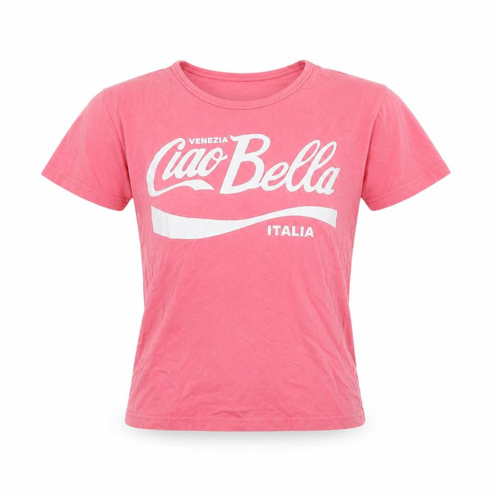 Front view of Timetex girls’ pink cotton basic polo, size 8, years crew neck